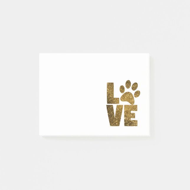 Adorable Glitter Paw Print Post-it Notes (Front)