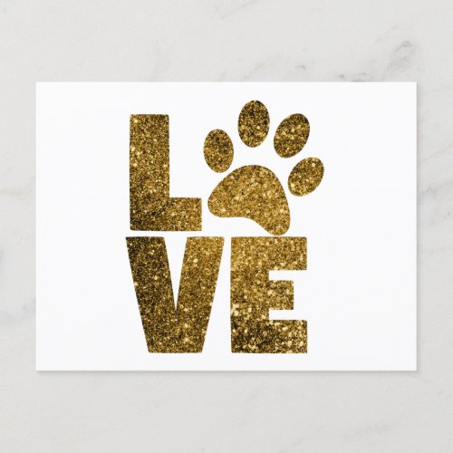 Adorable Glitter Paw Print Postcard