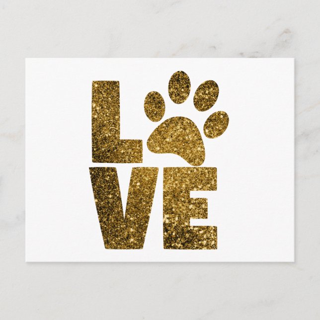 Adorable Glitter Paw Print Postcard (Front)