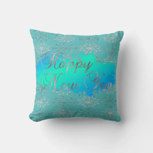 Adorable Glittery Silver Snowflakes Throw Pillow