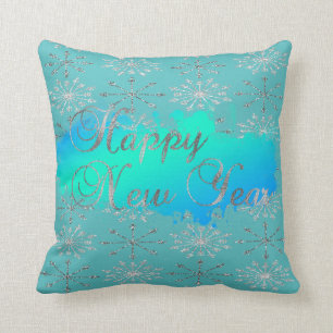 Adorable Glittery Silver Snowflakes Throw Pillow