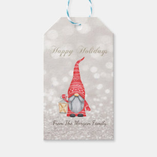 Adorable Gnome Glitter Bokeh Gift Tags