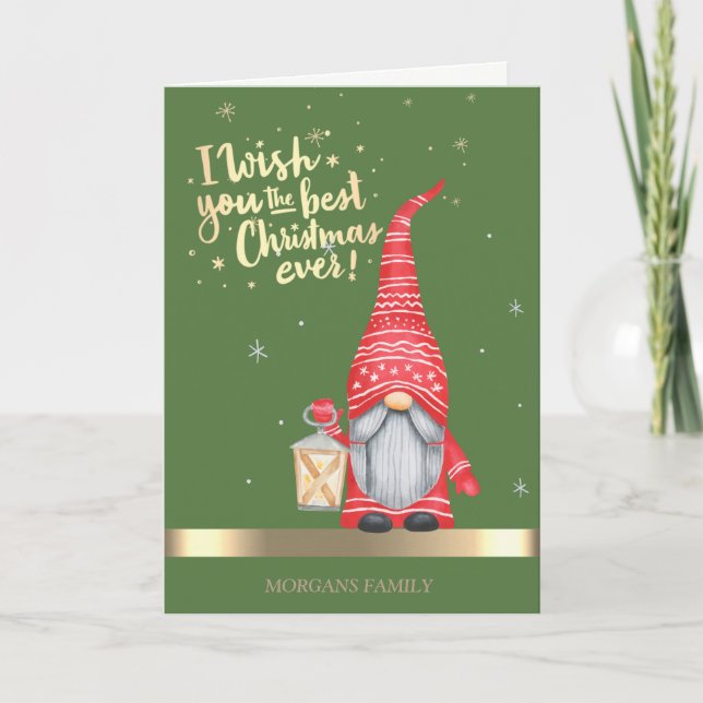 Adorable  Gnome  Holiday Card (Front)