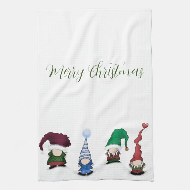 Adorable Gnome Posse Kitchen Towel (Vertical)