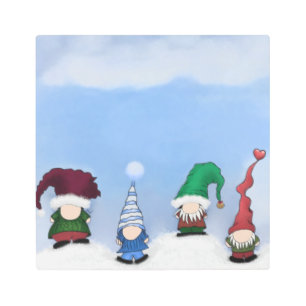 Adorable Gnome Posse Metal Print