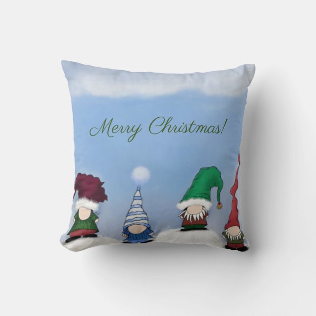 Adorable Gnome Posse Throw Pillow (Front)