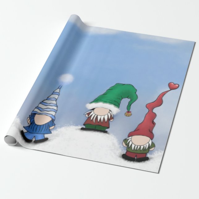 Adorable Gnome Posse Wrapping Paper (Unrolled)
