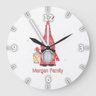 Adorable Gnome Snowflakes Christmas Large Clock