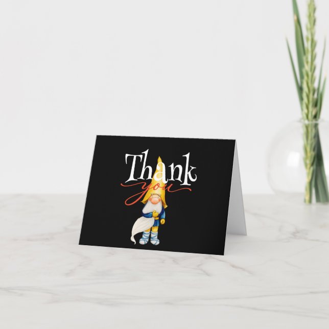 Adorable Gnome Thank You  Holiday Card (Front)