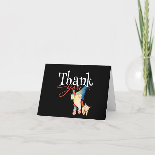 Adorable Gnome with Lantern Thank You Holiday Card