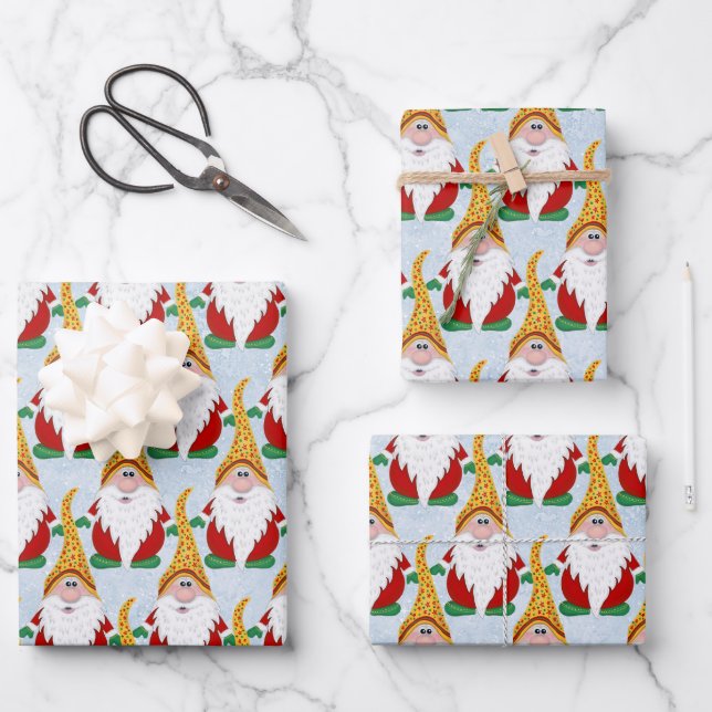 Adorable Gnome Xmas Christmas Kids Wrapping Paper Sheets (Front)