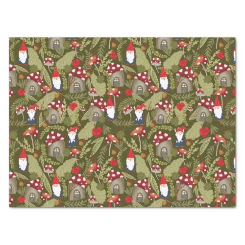 Adorable Gnomes and Mushrooms Tissue Paper