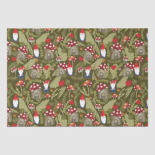 Adorable Gnomes and Mushrooms Tissue Paper