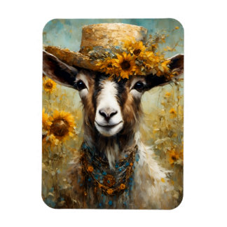 Adorable Goat in a Sunflower Field Magnet