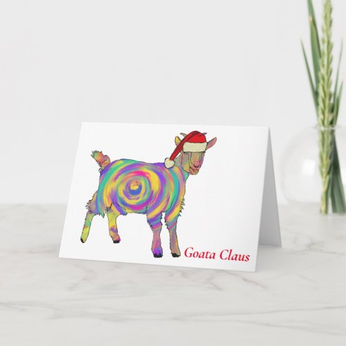 Adorable Goat Wearing a Santa hat Card
