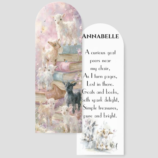 Adorable Goats and Books  Bookmarks (Front & Back)