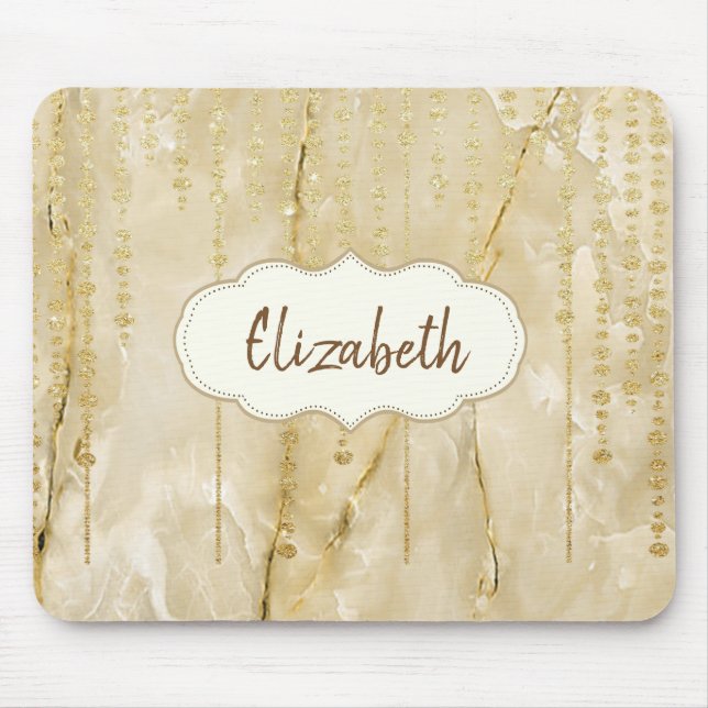 Adorable Gold Diamonds, Marble -Personalized Mouse Pad (Front)