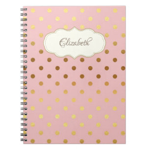 Adorable Gold Polka Dots,Personalized Notebook
