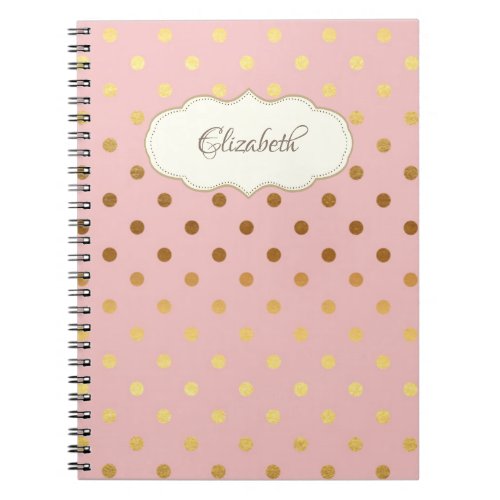 Adorable Gold Polka DotsPersonalized Notebook