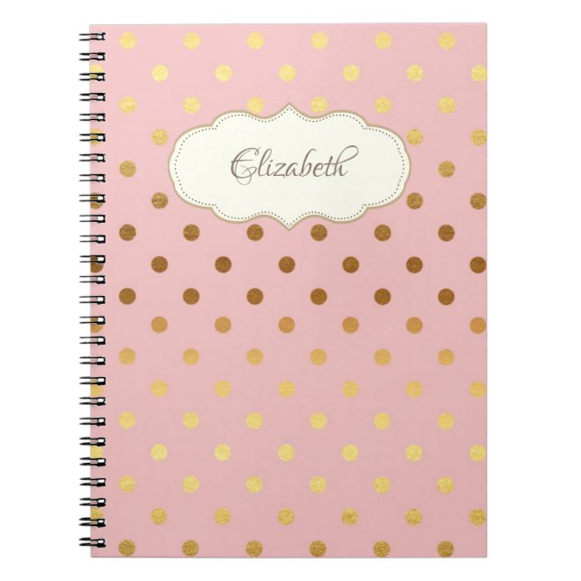 Adorable Gold Polka Dots,Personalized Notebook (Front)