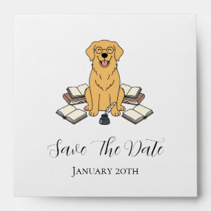 Adorable Golden Dog Graduation Party Save the Date Envelope