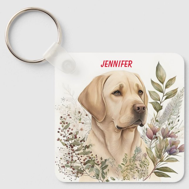 Adorable Golden Labrador Dog Keychain (Front)