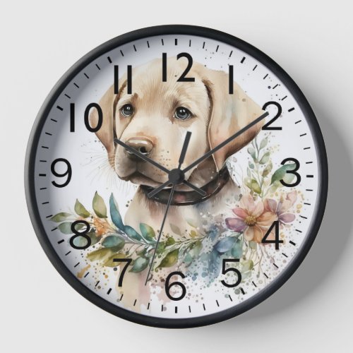 Adorable Golden Labrador Puppy Dog Clock