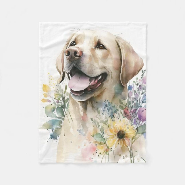 Adorable Golden Labrador Puppy Dog Fleece Blanket (Front)