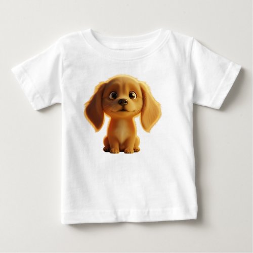 Adorable Golden Puppy 3D Illustration Baby T-Shirt