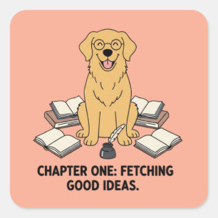 Adorable Golden Retriever Academic Journaling Square Sticker