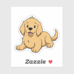 Adorable Golden Retriever, Cozy Anime Charm, Small Sticker
