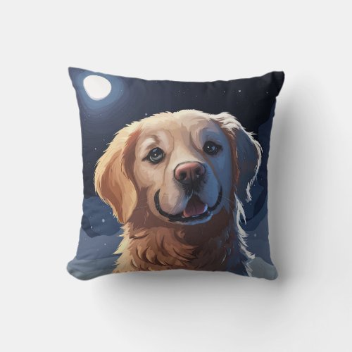 Adorable Golden Retriever Dog Looking at You Throw Pillow