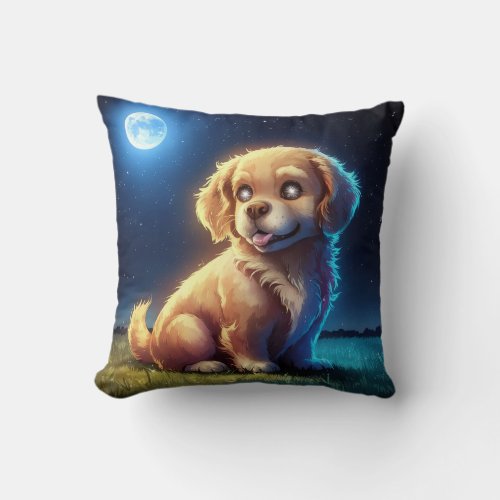 Adorable Golden Retriever Puppy w Sparkling Eyes Throw Pillow