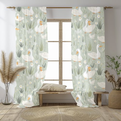  Adorable Goose Meadow Seamless Pattern Sheer Curtains