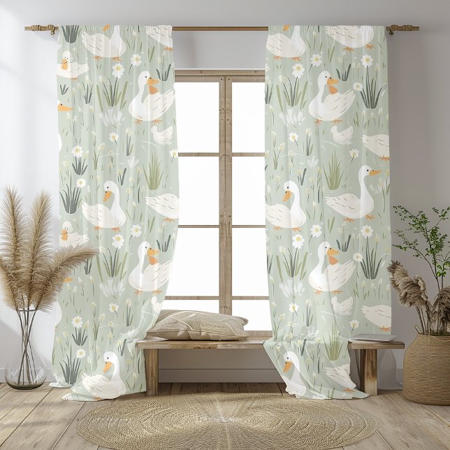  Adorable Goose Meadow Seamless Pattern Sheer Curtains (Creator Uploaded)