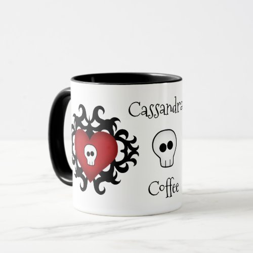 Adorable Goth skull heart Mug