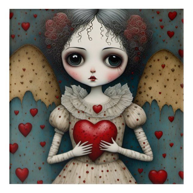 Adorable Gothic Valentine Doll Acrylic Print (Front)