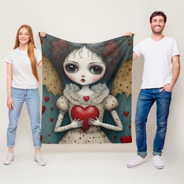 Adorable Gothic Valentine Doll Fleece Blanket (In Situ)