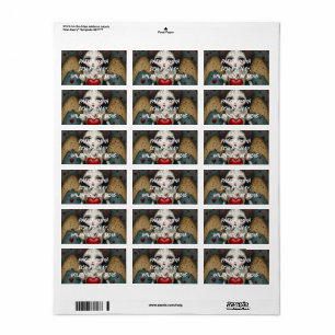 Adorable Gothic Valentine Doll Label