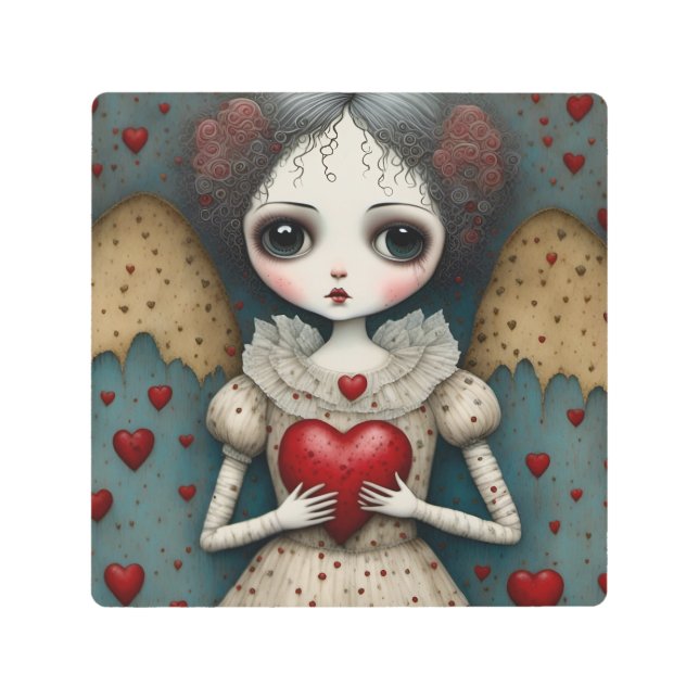 Adorable Gothic Valentine Doll Metal Print (Front)