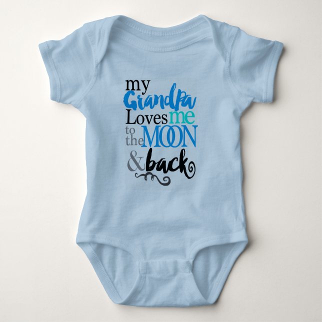 Adorable Grandpa Loves Me Up To The Moon - Baby Bodysuit (Front)