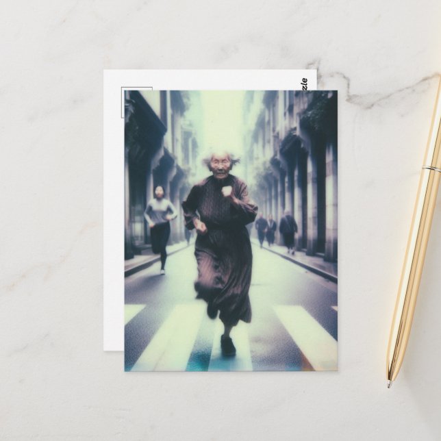 Adorable Granny on the Run Postcard (Front/Back In Situ)