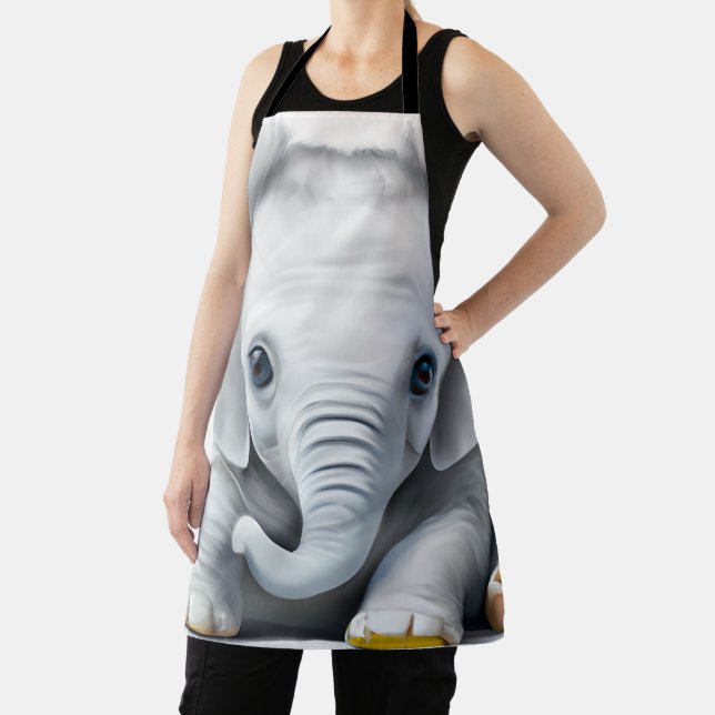 Adorable Gray Baby Elephant  Apron (Insitu)