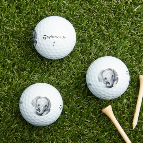 Adorable Gray Baby Elephant  Golf Balls