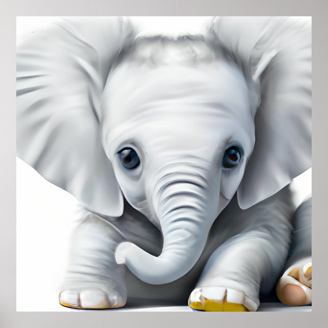 Adorable Gray Baby Elephant  Poster (Front)