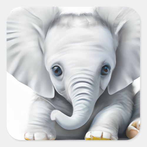 Adorable Gray Baby Elephant  Square Sticker