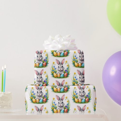  Adorable Gray Bunny  Wrapping Paper