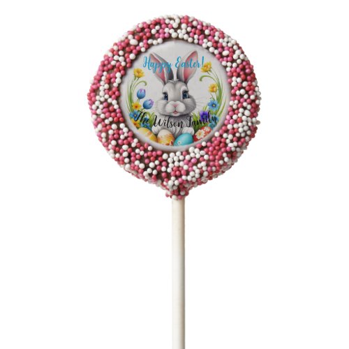 Adorable Gray Easter Bunny Chocolate Covered Oreo Pop