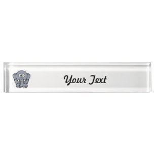 Adorable Gray Elephant Name Plate