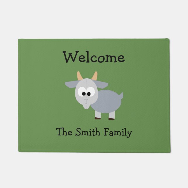 Adorable Gray Goat Doormat (Front)